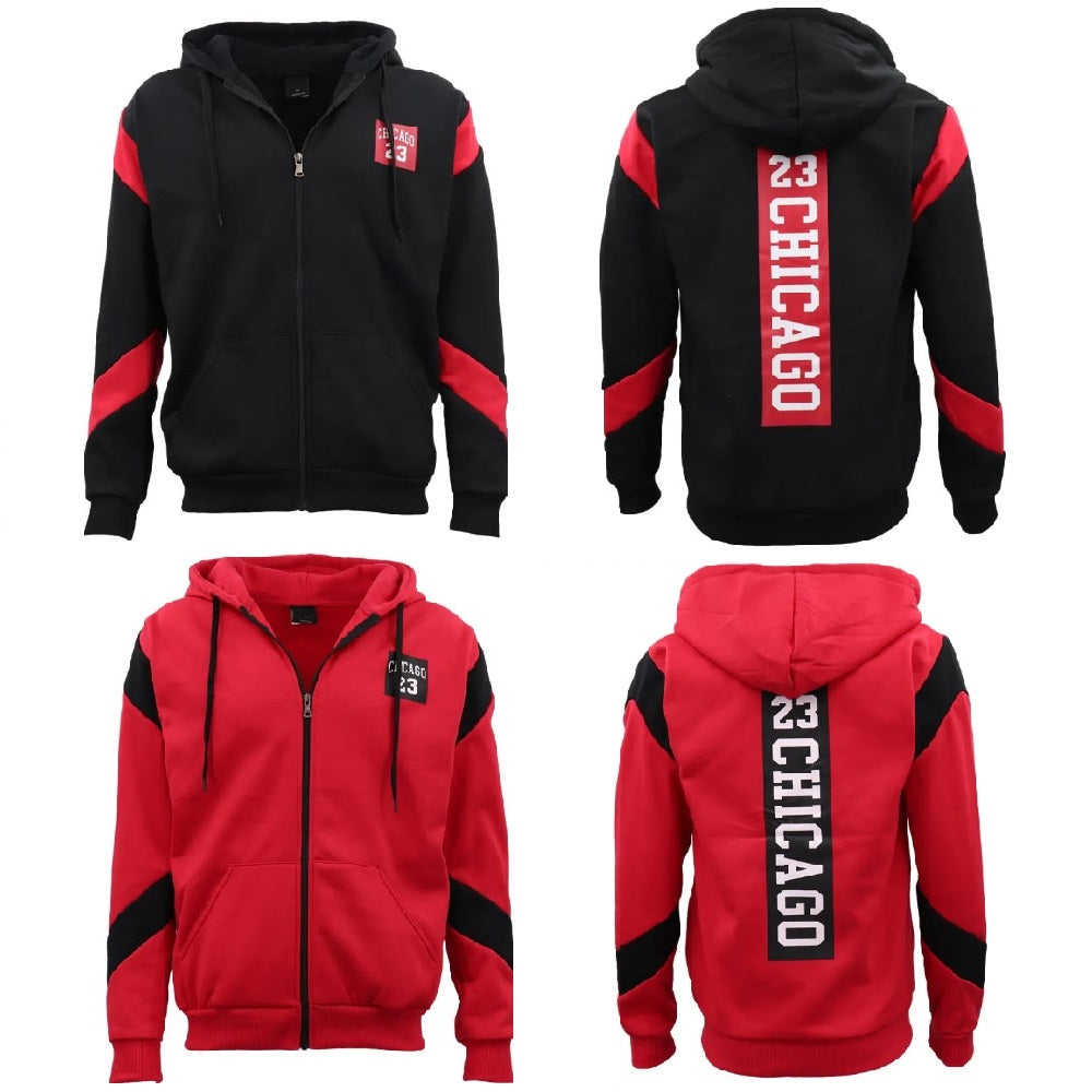 Men's Fleece Zip Up Hoodie Shirt Chicago Bulls 23 Michael Jordan Sweat Jacket